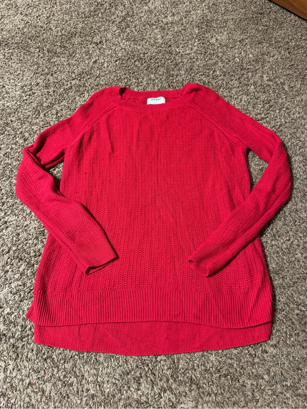 Old Navy Red Crewneck Knit Sweater